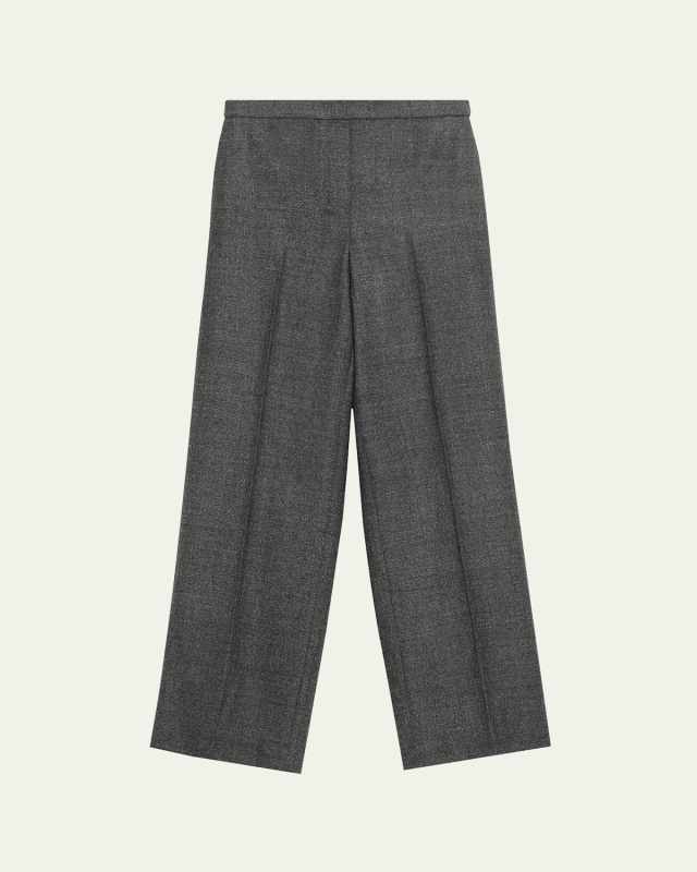 Wide Pull-On Wool Trousers